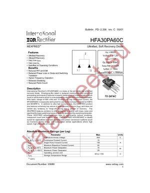 HFA30PA60C datasheet  